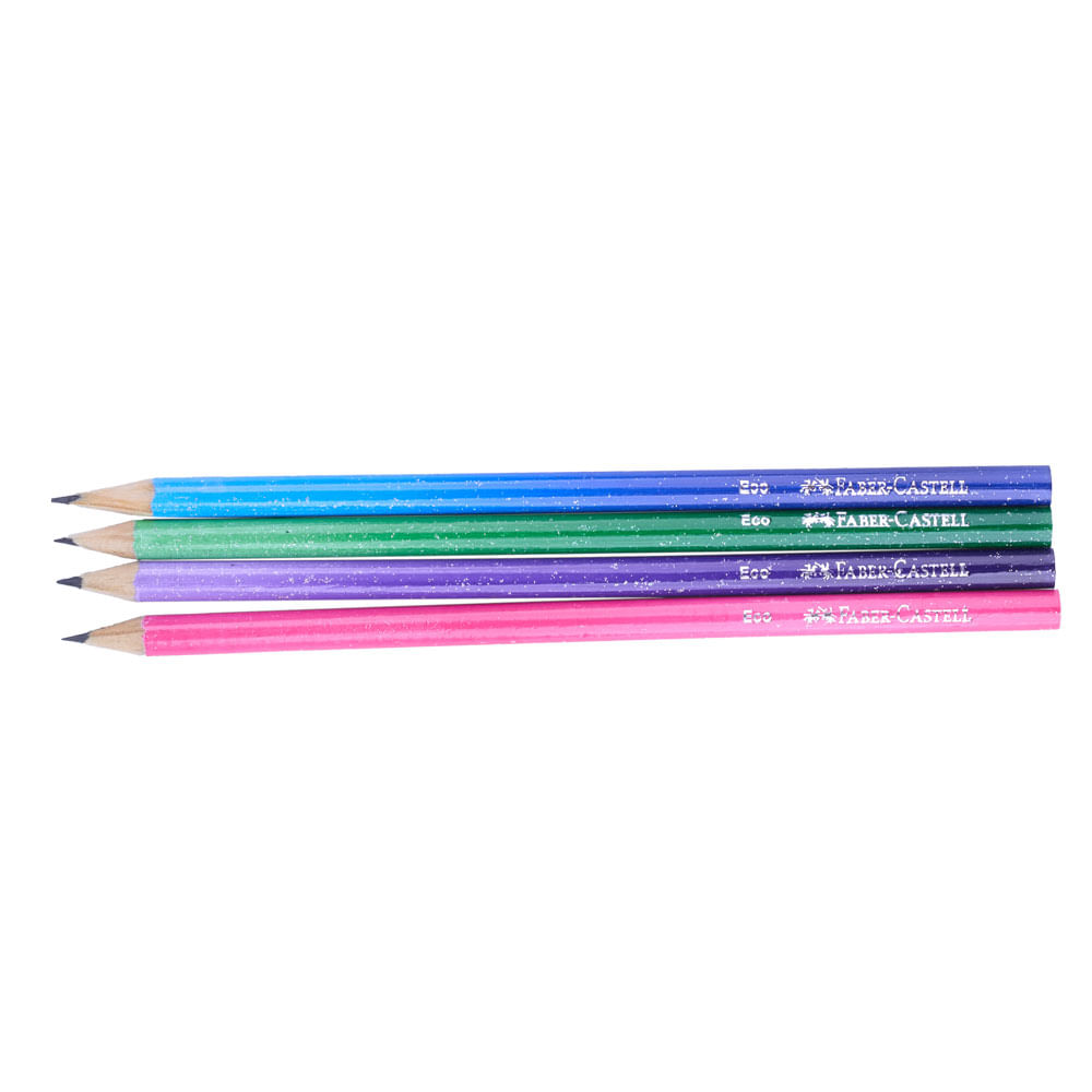 Lápis Grafite Faber-Castell Glitz Neon Colors HB Nº2 com 4 Unidades