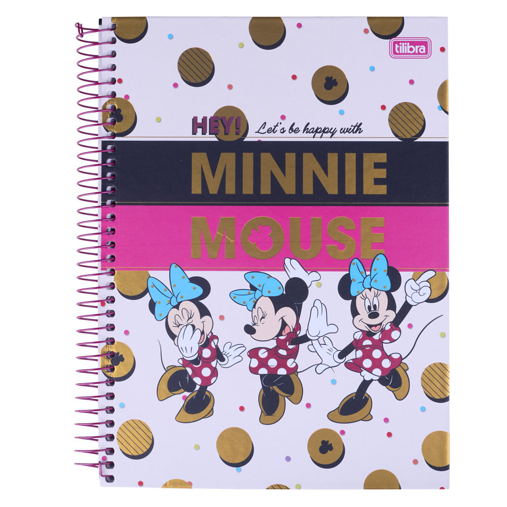 Caderno Universitário Tilibra Espiral Capa Dura Minnie 10 Matérias 160 Folhas Capas Diversas