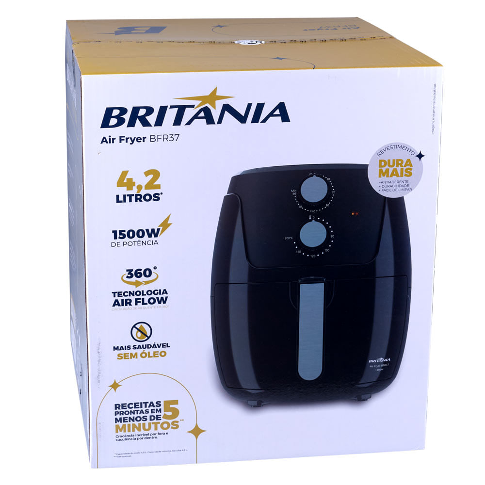Fritadeira Air Fryer Britânia 4,2L BFR37 Preto 220V