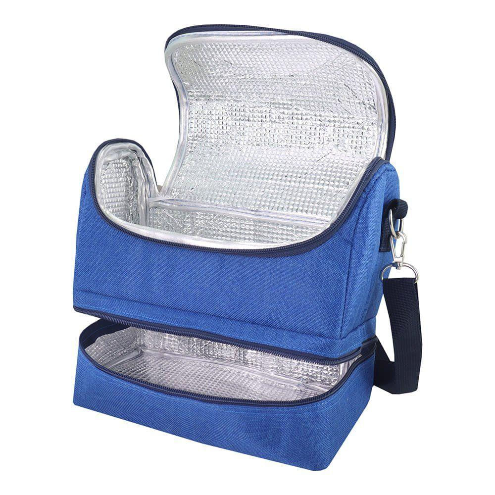 Conjunto Mochila Com Rodinhas Junior E Lancheira Térmica Azul