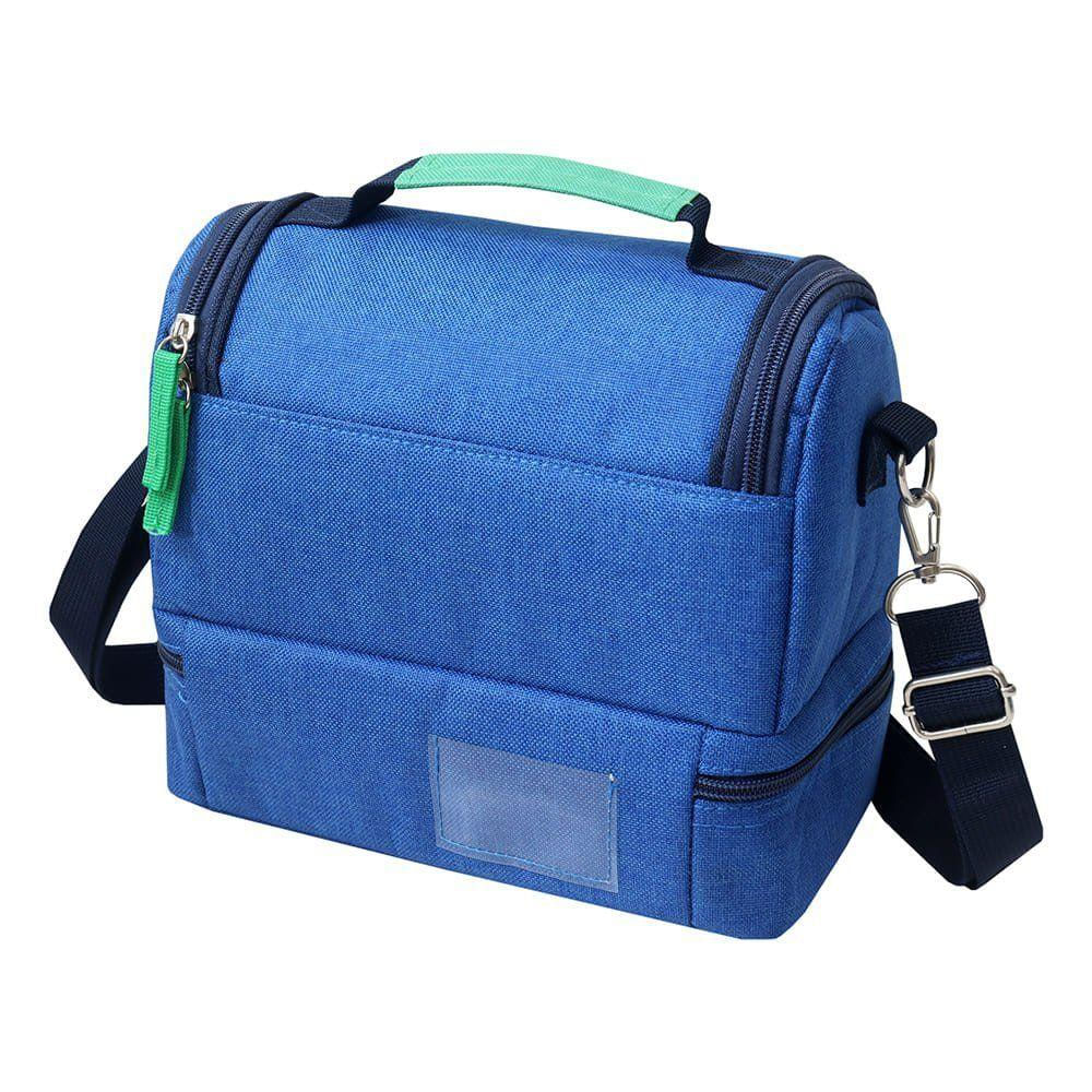 Conjunto Mochila Com Rodinhas Junior E Lancheira Térmica Azul