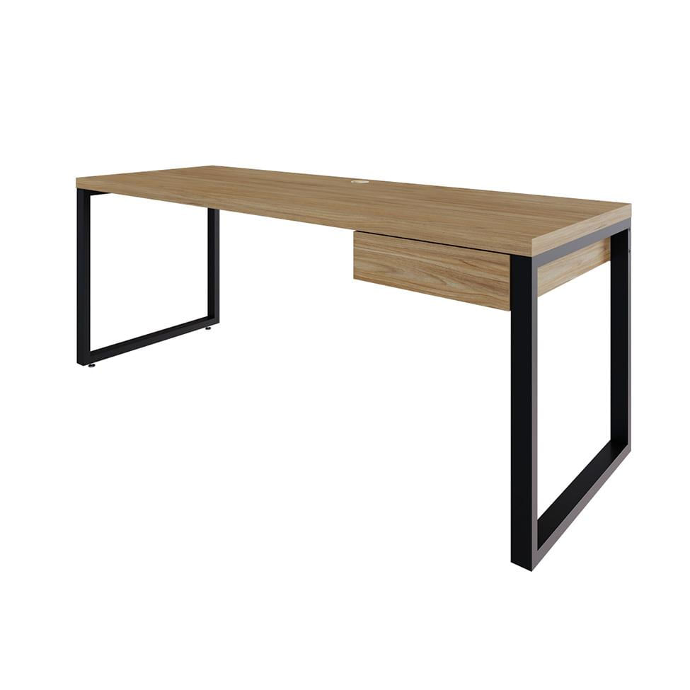 Mesa de Escritório Retangular Miguel 1 GV Vermont e Preta 190 cm