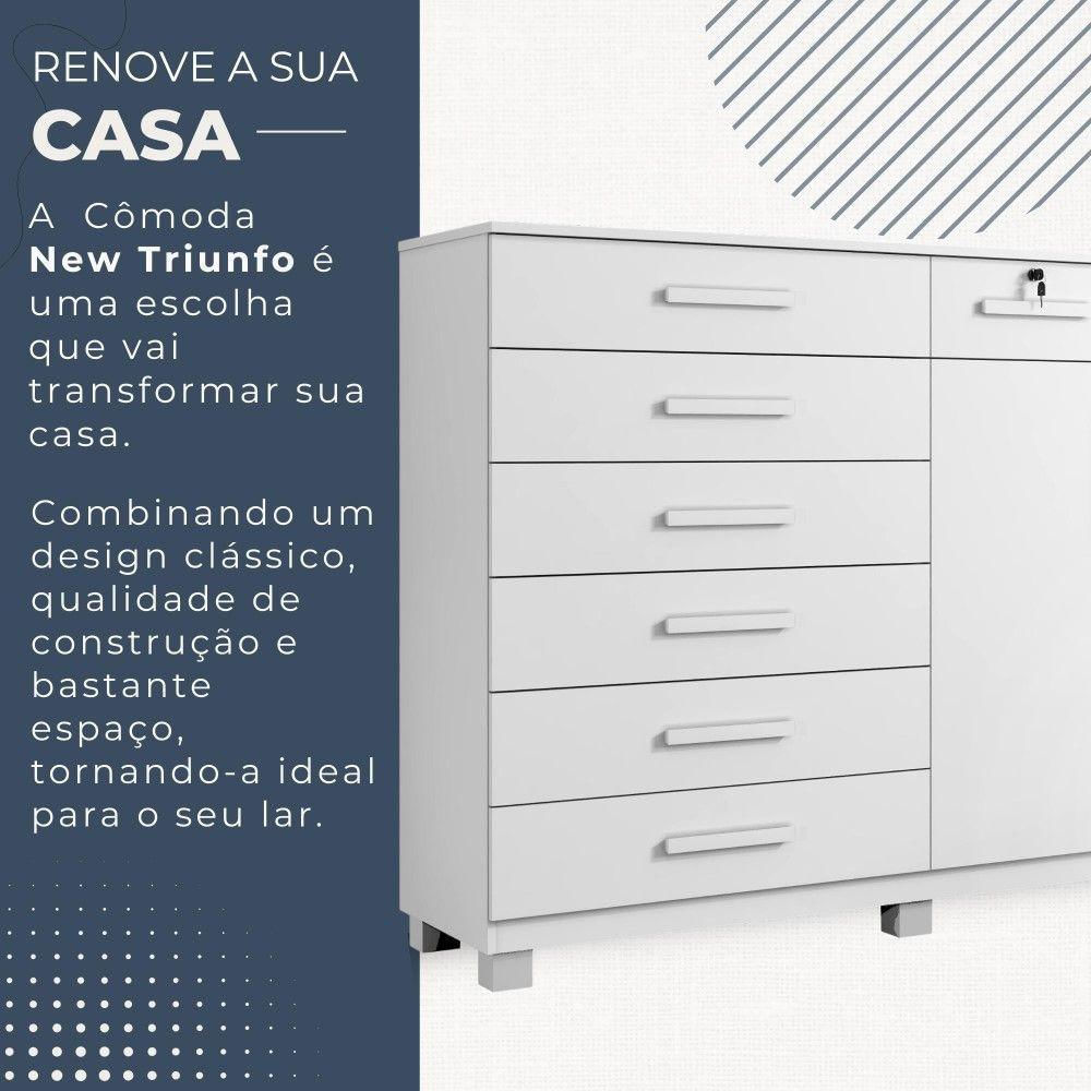 Cômoda New Triunfo 2 Portas 8 Gavetas Em Mdp Com Chave Benetil Móveis Branco