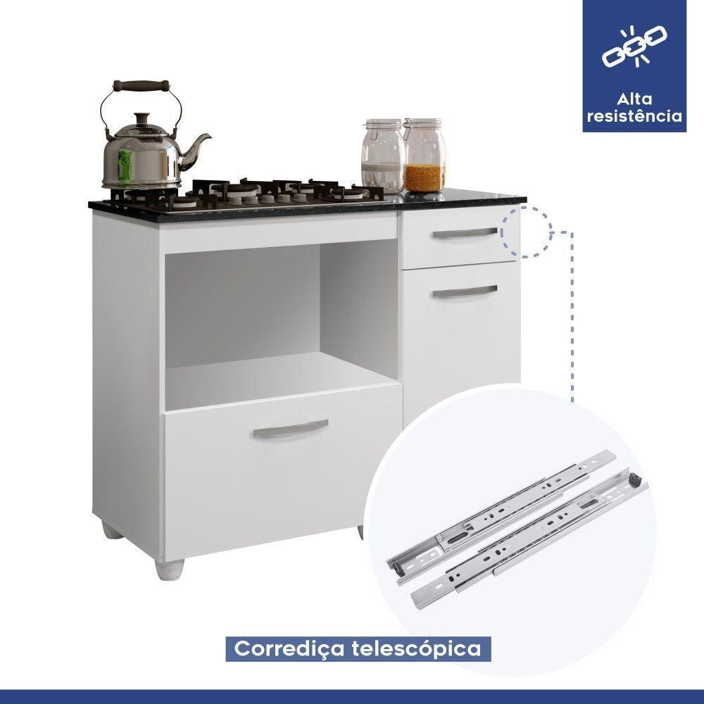 Balcão Para Cooktop E Forno Violeta Ipê Kaiki Móveis Branco