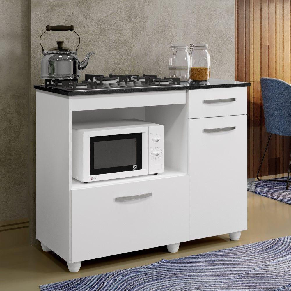 Balcão Para Cooktop E Forno Violeta Ipê Kaiki Móveis Branco