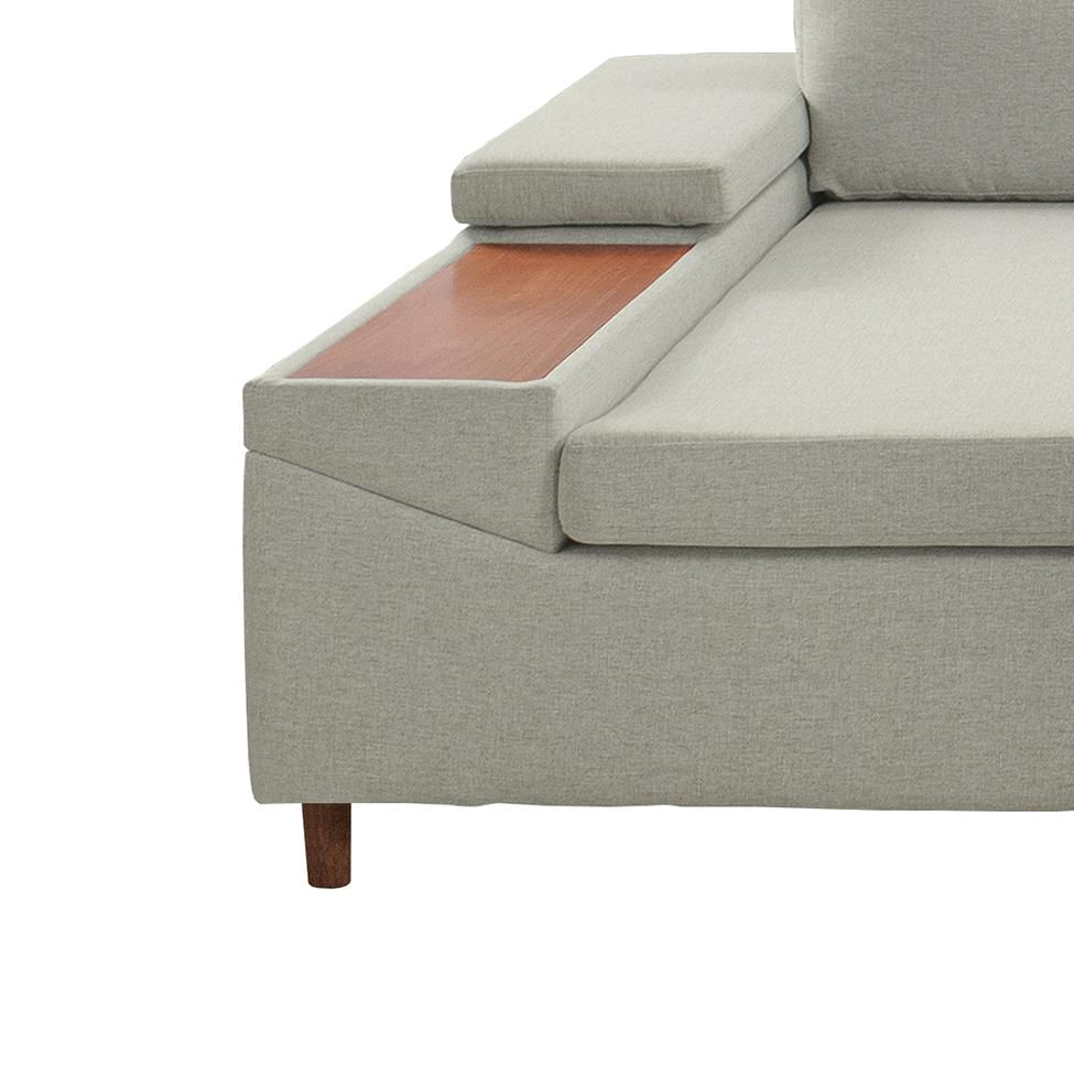 Sofá 5 Lugares com Chaise Esquerdo Clássico Linho Bege