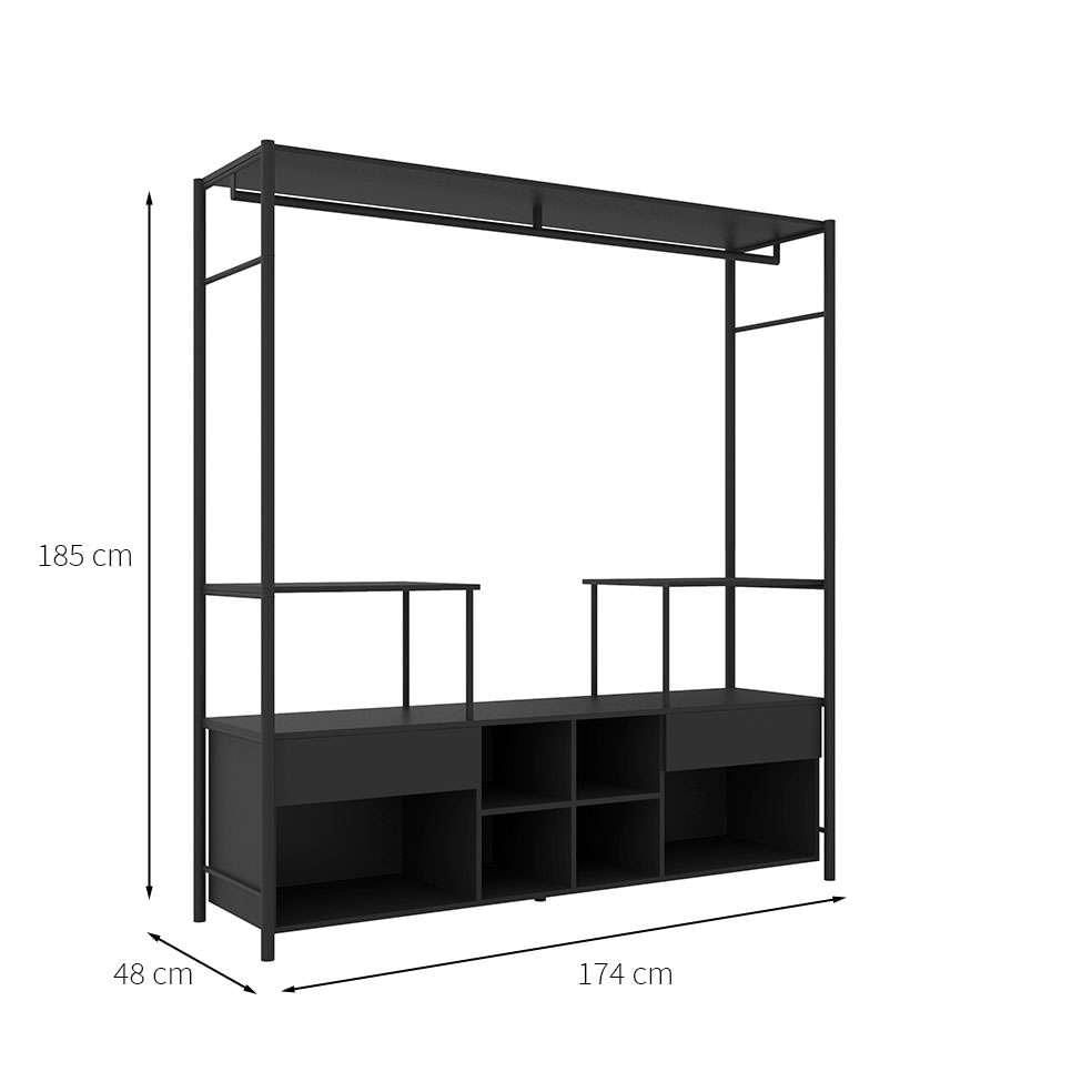 Guarda-Roupa Closet Modulado Barcelona Casal 2 GV Preto