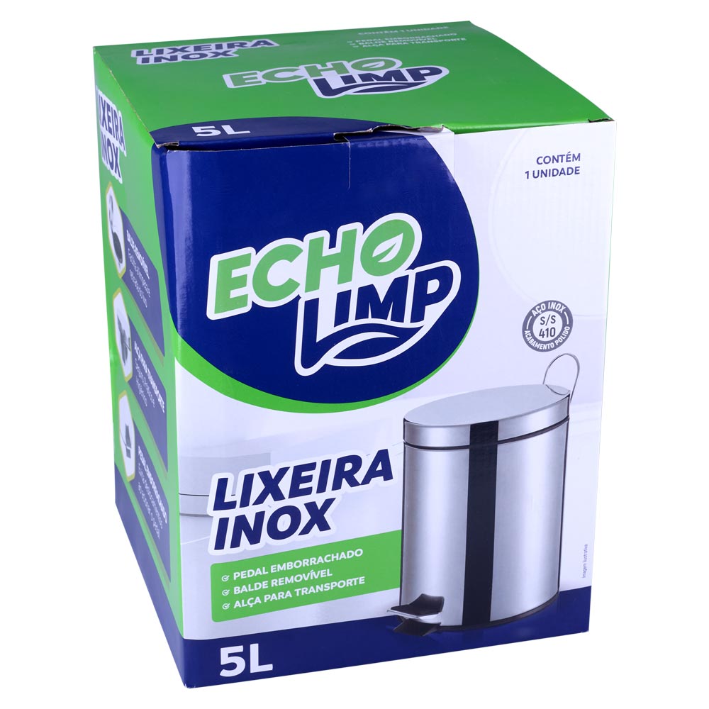 Lixeira em Inox com Pedal Echolimp Echo05 Prata 5L