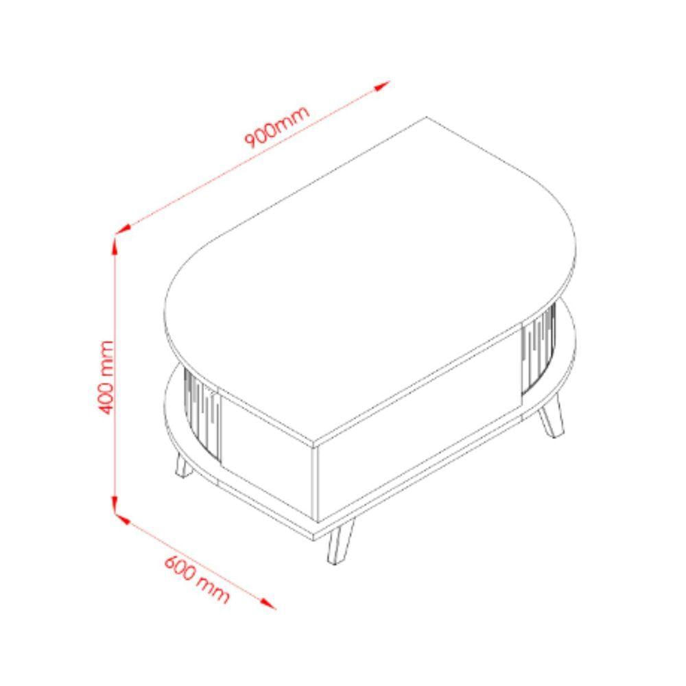 Mesa de Centro com 2 Portas 90x40cm Indianapolis Madetec Calacata Off White