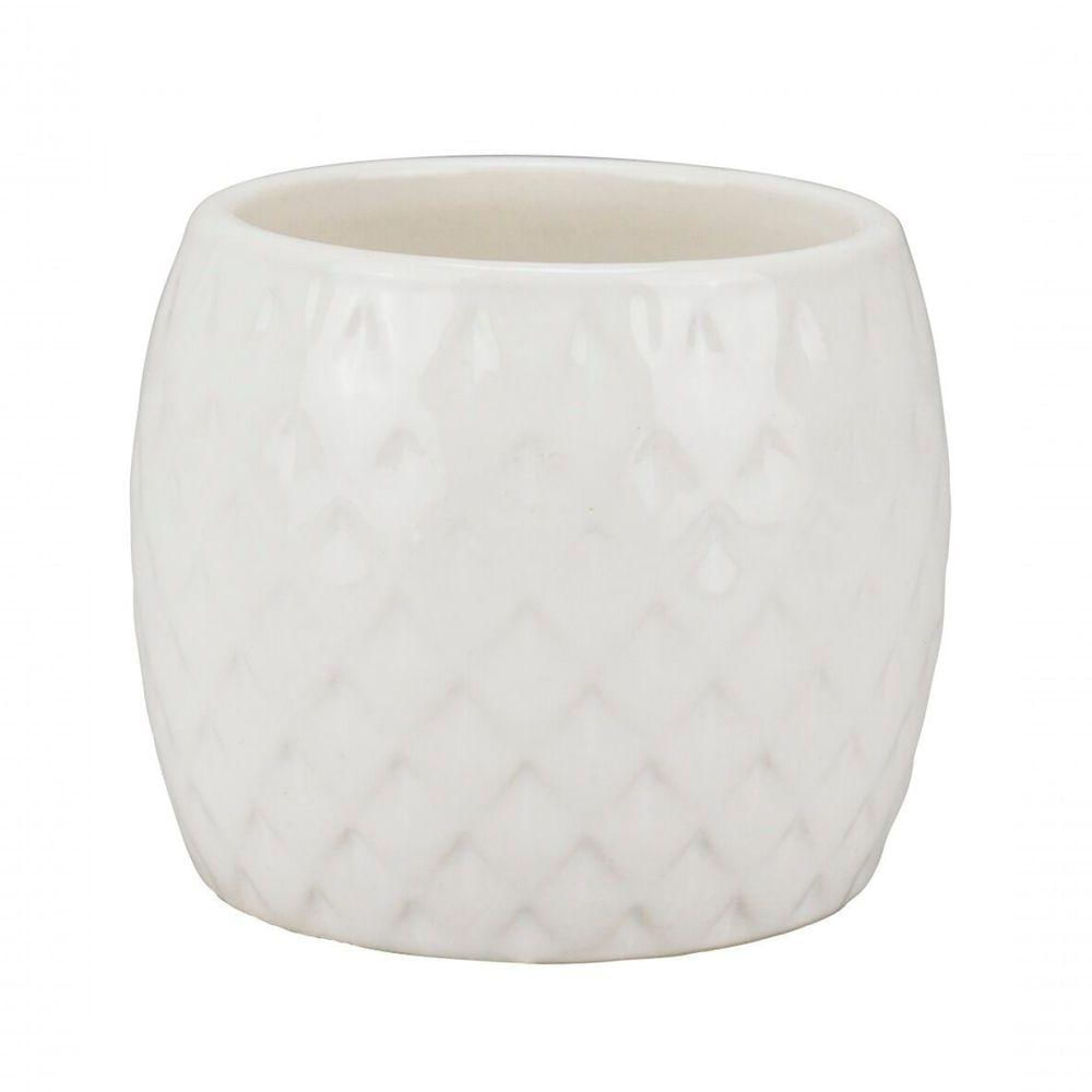 Vaso Porcelana Branco Coruja 6.5x7x7cm - Tudo Em Caixa