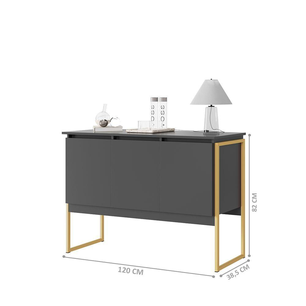 Buffet Dourado 3 Portas Preto Dourado