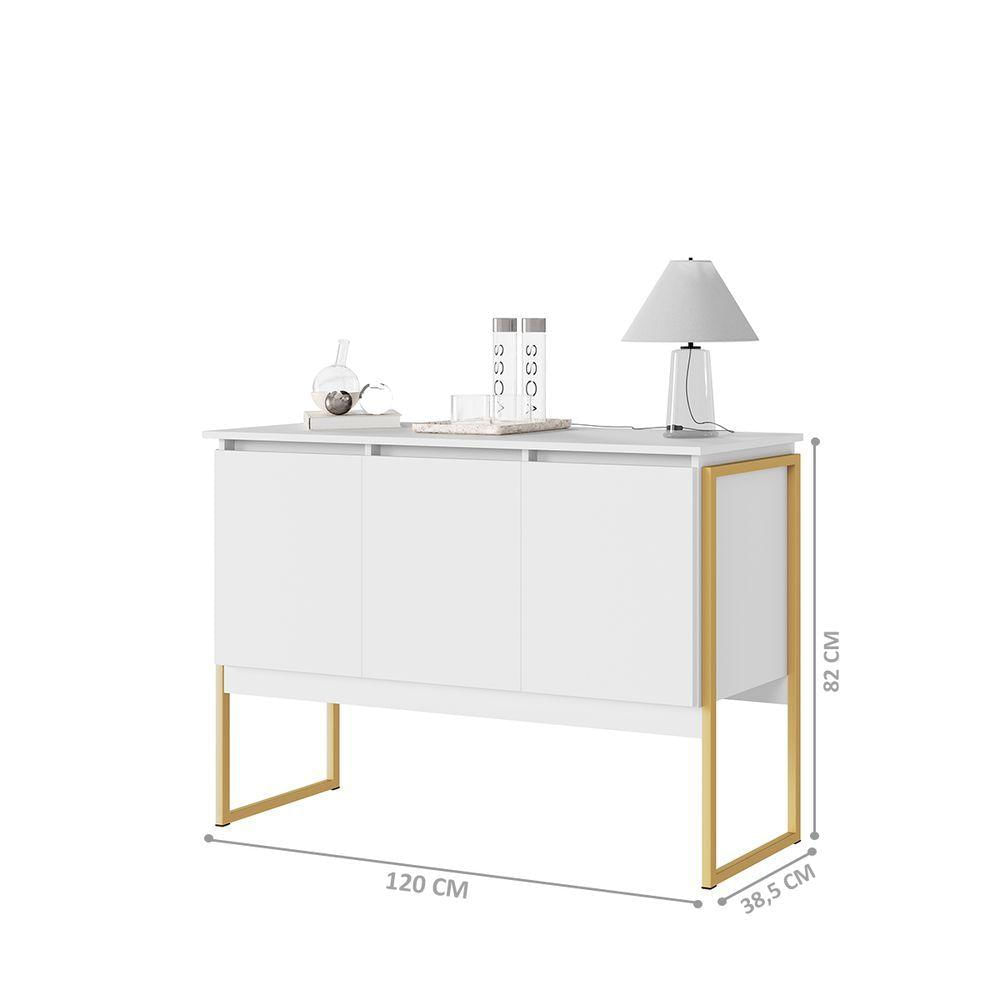 Buffet Classico 3 Portas Branco Dourado