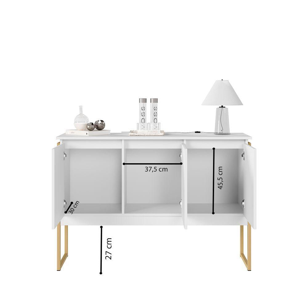 Buffet Classico 3 Portas Branco Dourado