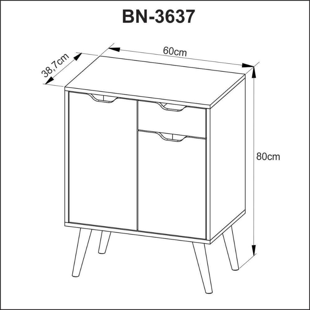 Gabinete Para Banheiro Com 2 Portas E 1 Gaveta Bn3637 Branco Tecnomobili