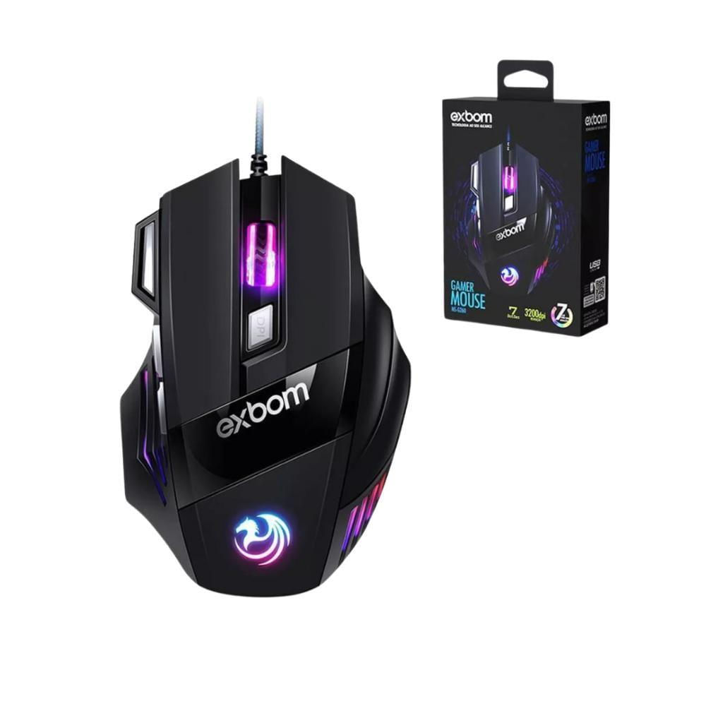 Mouse Gamer óptico Rgb Usb Preto 3200 Dpi Exbom Ms-g260 Preto