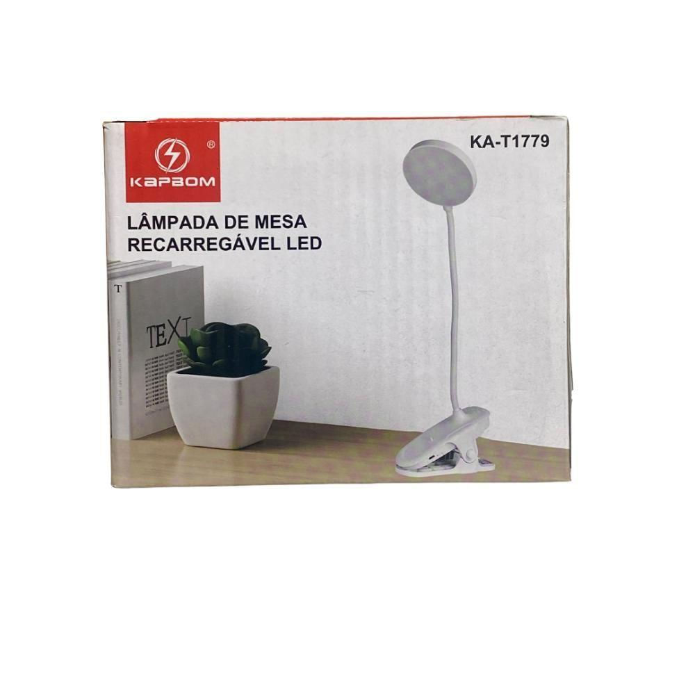 Lâmpada De Mesa Luminaria Recarregável Led Kapbom Ka-t1779 Branco