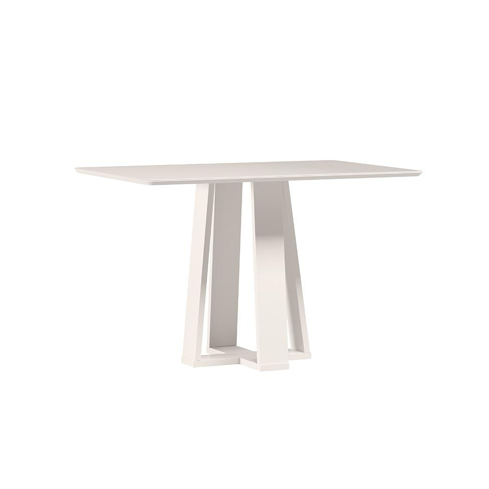 Mesa de Jantar Retangular com Tampo de Vidro Rubi Off White 120 cm