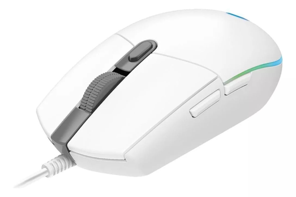 Mouse Gamer Sem Fio Logitech - RGB Lightsync - Efeito de Ondas de Cores - 6 Botões - 8.000 DPI - Branco