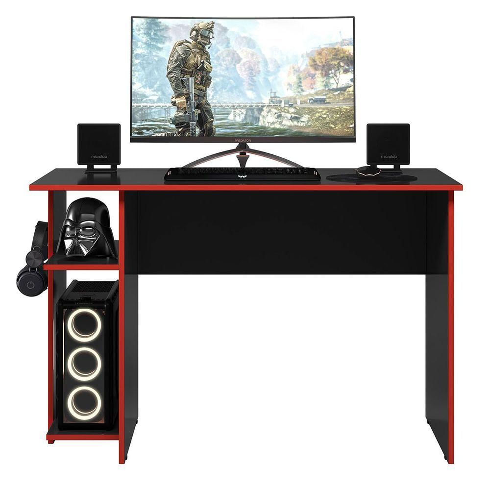 Mesa Gamer Leeds Q01 - Adj Decor Preto/Vermelho