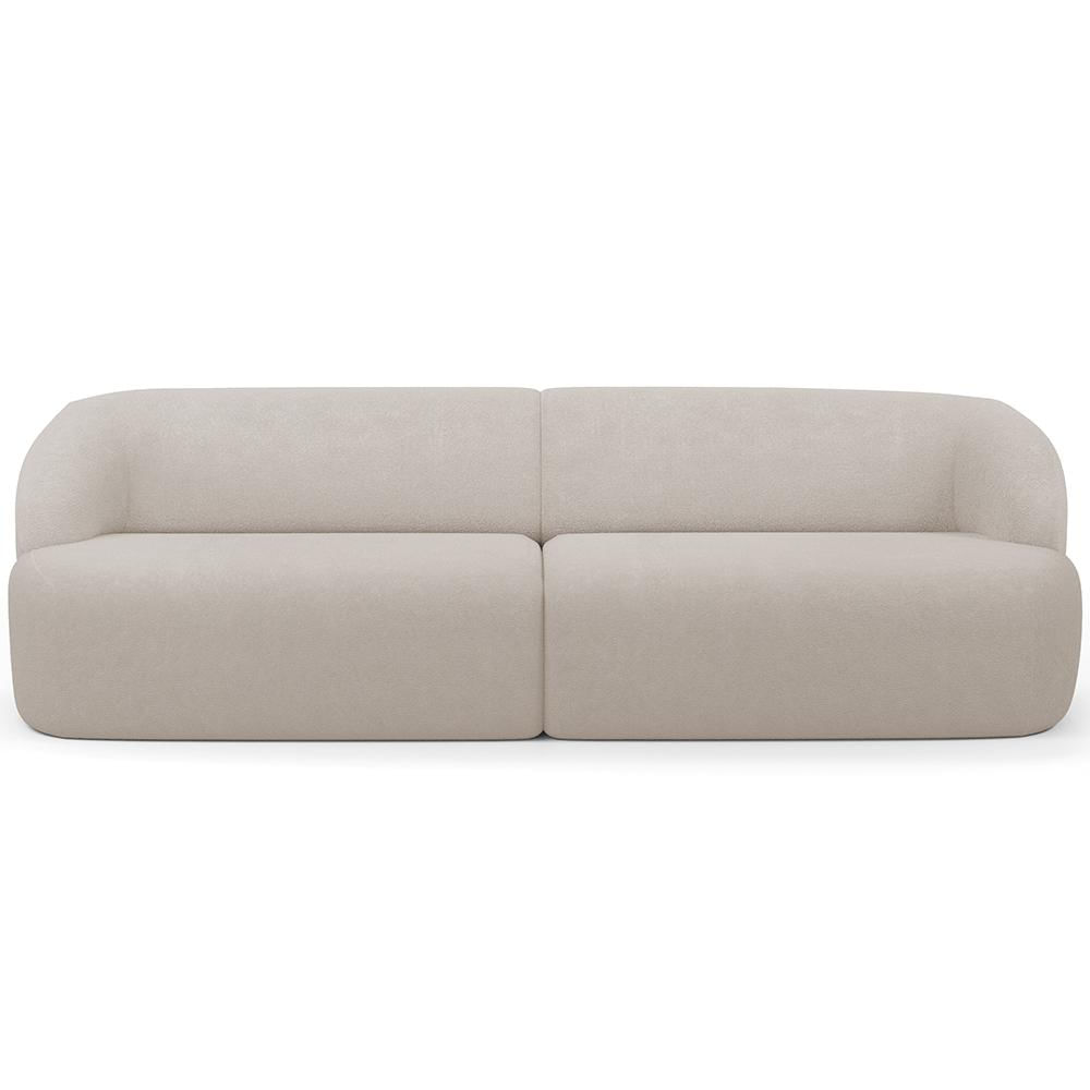 Sofá 3 Lugares Curvo Orgânico com 02 Poltronas Para Sala Living 250cm Barolo L06 Bouclê Bege - Lyam Decor