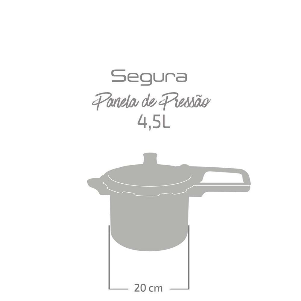 Panela De Pressão Segura Rochedo 4,5l - Grafite Ep45 - R3f1za91 - Rochedo