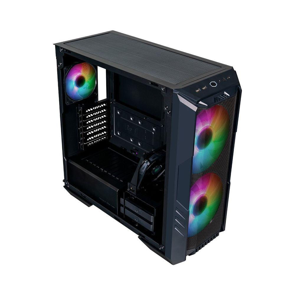 Gabinete Cooler Master Haf 500 Lateral Vidro Temperado - 2 Fans Argb 200mm Led Argb - Preto - H500-kgnn-s00