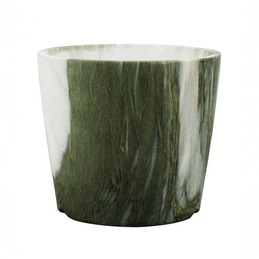 Vaso Porcelana Verde Estilo Mármore 9x10x10cm - Tudo Em Caixa