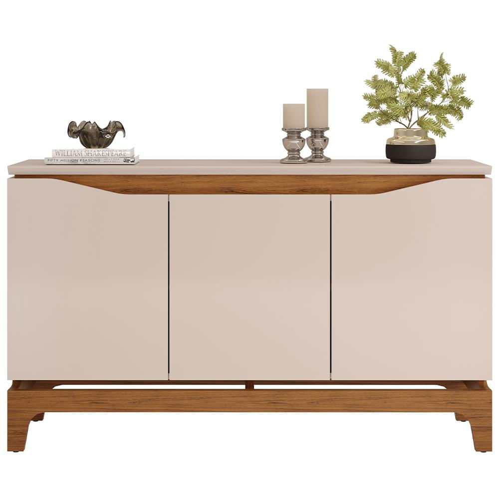 Aparador Buffet Para Sala de Jantar 3 Portas 139cm Clarice D05 Freijó Off White - Lyam Decor