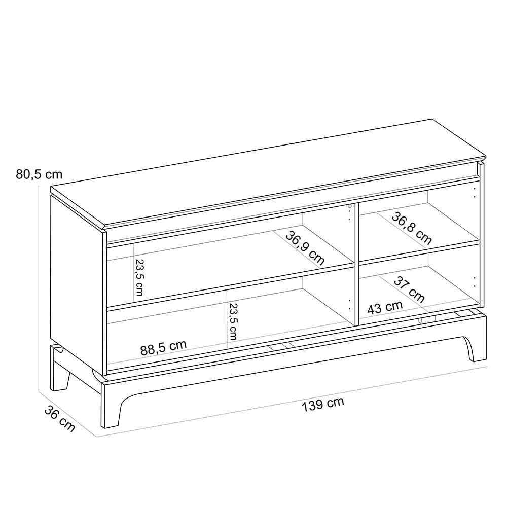 Aparador Buffet Para Sala de Jantar 3 Portas 139cm Clarice D05 Freijó Off White - Lyam Decor