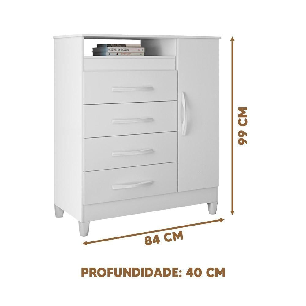 Cômoda Sapateira 4 Gavetas Branco Titanium Quadriflex Turquídea Shop Jm