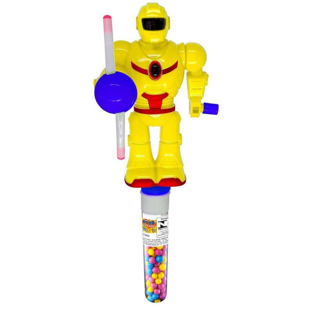 Brinquedo Robô Com Luz Candy Toys Fampar Variação Amarelo