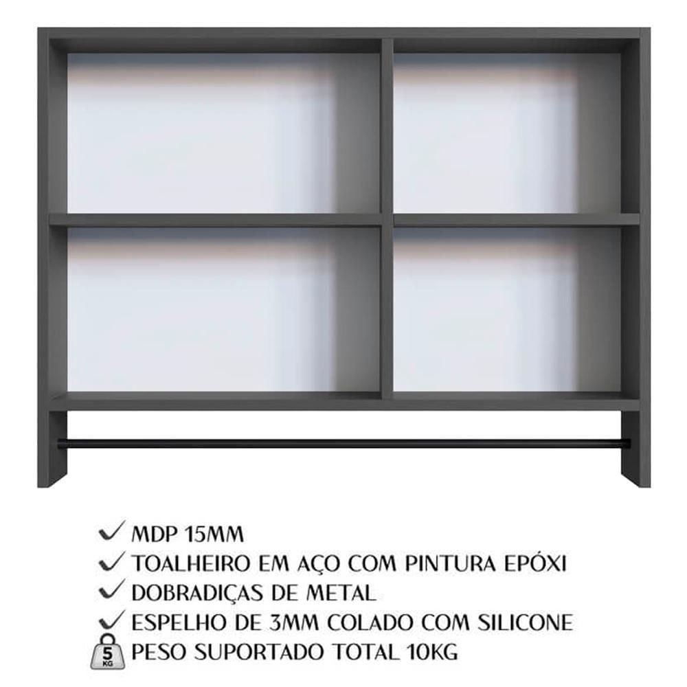 Conjunto Armario E Gabinete Com Cuba 60cm Mel Grafite Proddy Mel Grafite