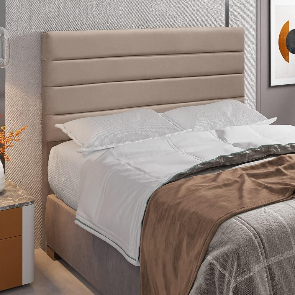 Cabeceira Cama Box Casal Queen 160cm Rubi W01 Suede Bege - Mpozenato