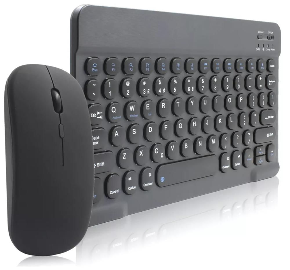 Kit Teclado e Mouse Bluetooth 5.2 Utra Fino Compatível Com Pc, iPad e Android Preto