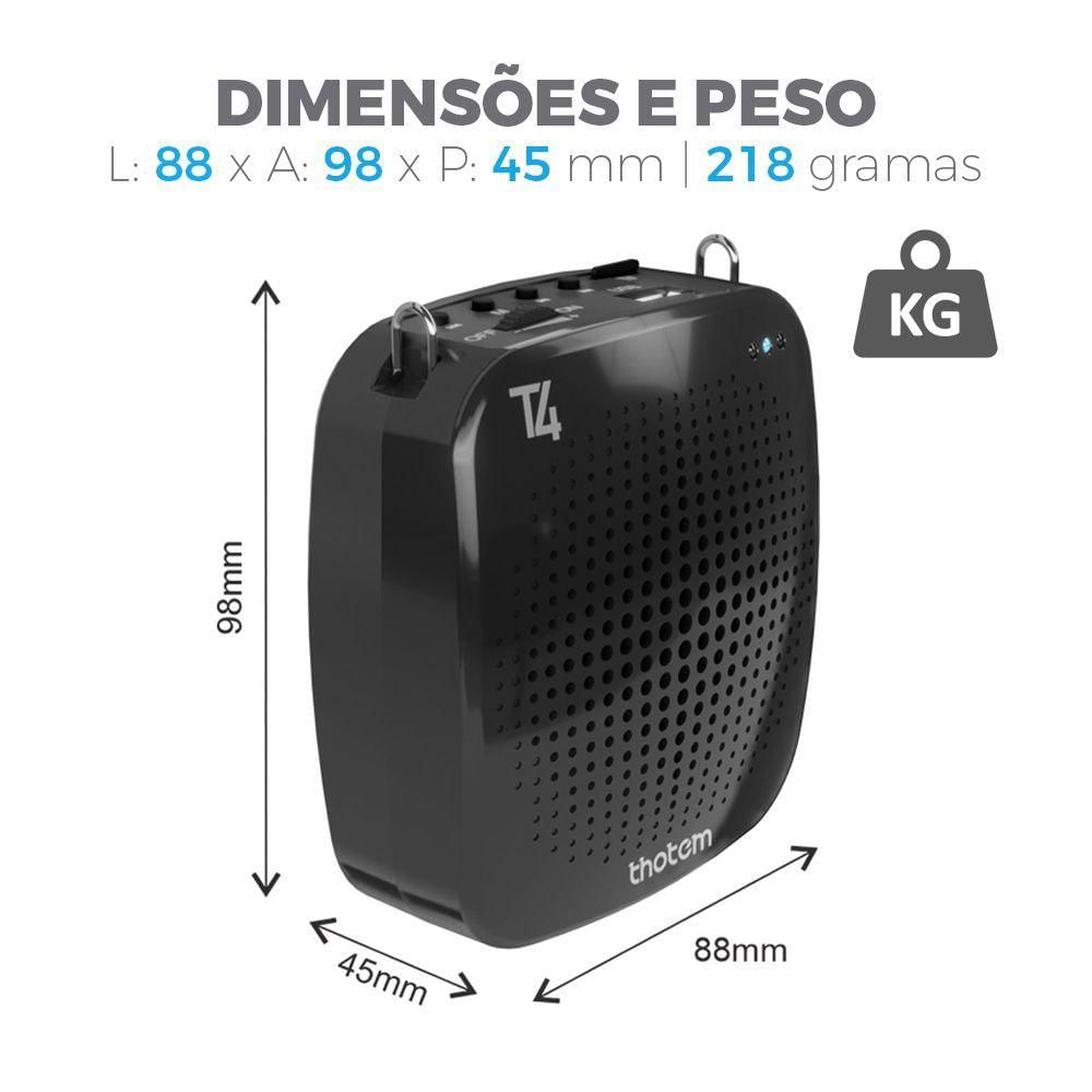 Amplificador Profissional Portátil De Voz Thotem T4, 15w De Potência E Acompanhado De Microfone Com Fio