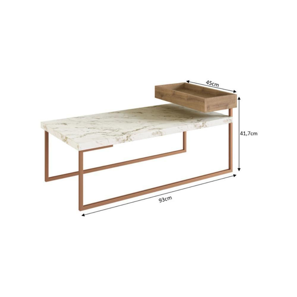 Mesa De Centro 93cm Com Bandeja Multimóveis Cr45188 Volakas/woodmel