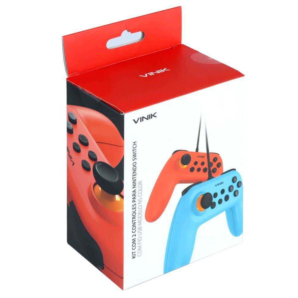 Kit Com 2 Controles Usb Switch-nintendo Switch - Vinik Ns Color