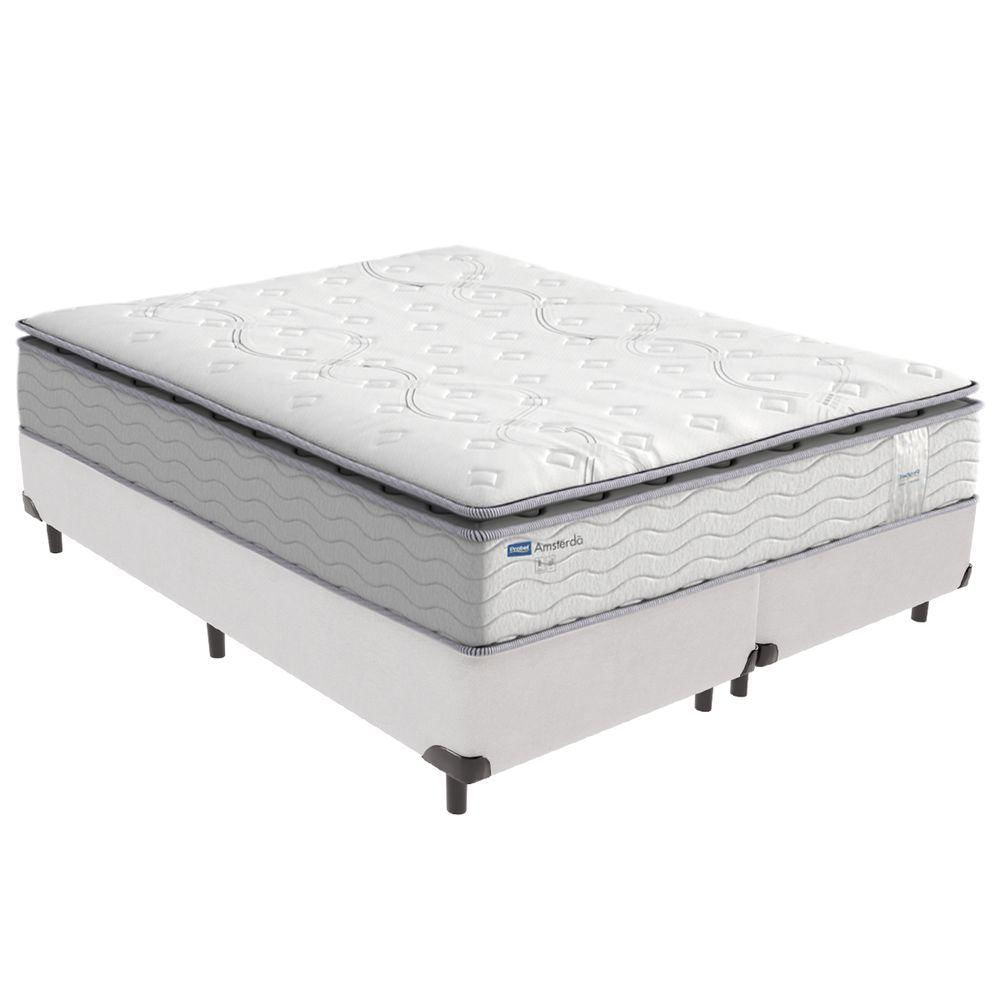 Cama Box Branco E Colchão Amsterdã Molas Ensacadas Queen Probel