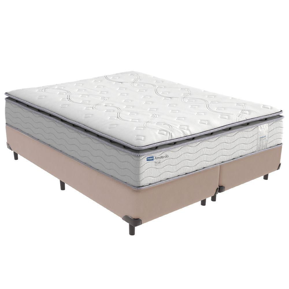 Cama Box Bege E Colchão Amsterdã Molas Ensacadas Queen Probel