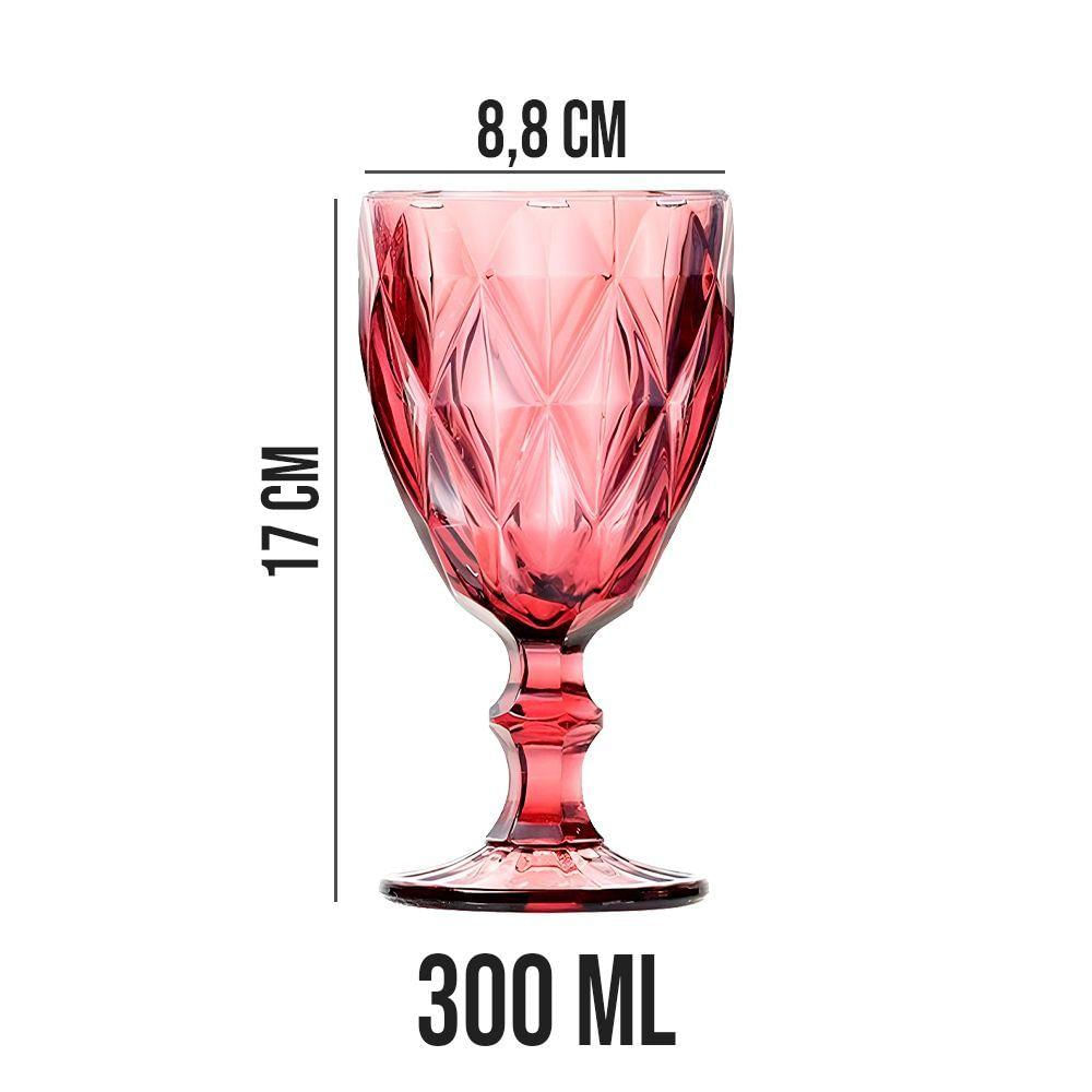 Jogo 2 Taças De Vidro Diamond Diamante Rosa Lilás 300ml água Lyor