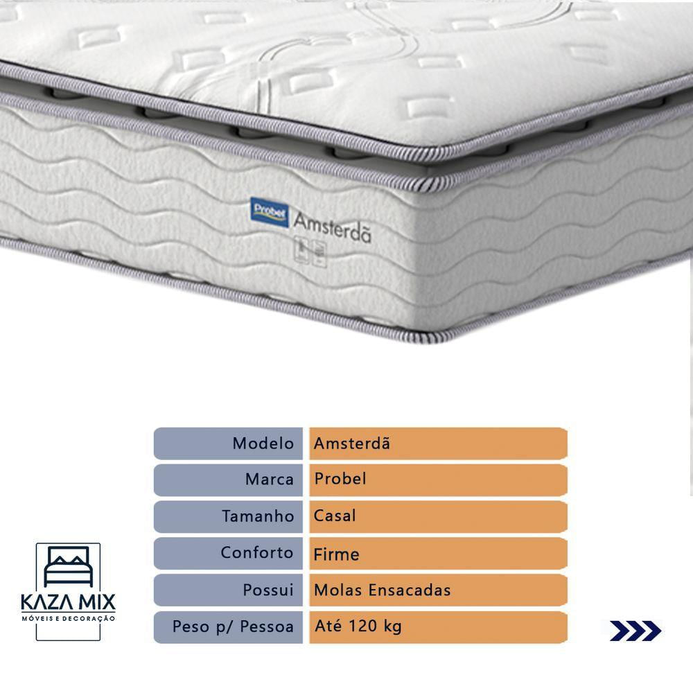 Cama Box Marrom E Colchão Amsterdã Molas Ensacadas Casal Probel