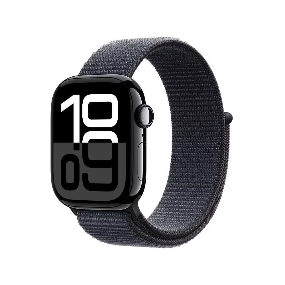 Apple Watch Series 10 GPS, Caixa Preta Brilhante de Alumínio 42 mm e Pulseira Loop Esportiva Tinto