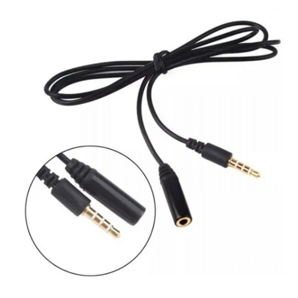 Cabo Extensão P3 4 Vias para Headset Celular Microfone