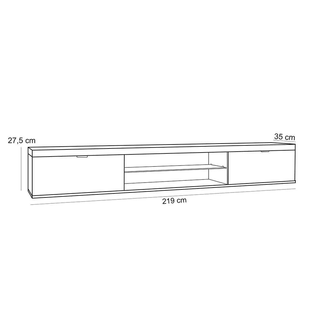 Painel Ripado TV 274cm Wise e Bancada Suspensa Orion B01 Cinamomo Off White - Lyam Decor