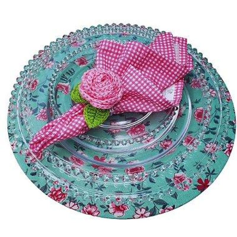 Kit 4 Guardanapos de Tecido Algodão Xadrez Pequeno Rosa 39cmx39cm Rosa