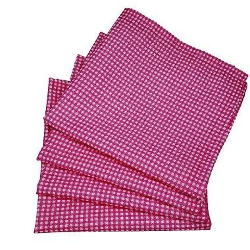 Kit 4 Guardanapos de Tecido Algodão Xadrez Pequeno Rosa 39cmx39cm Rosa