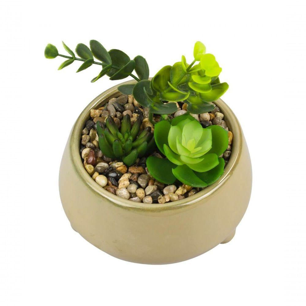 Vaso Porcelana Plantas Artificiais Modelo A 12x13x13cm