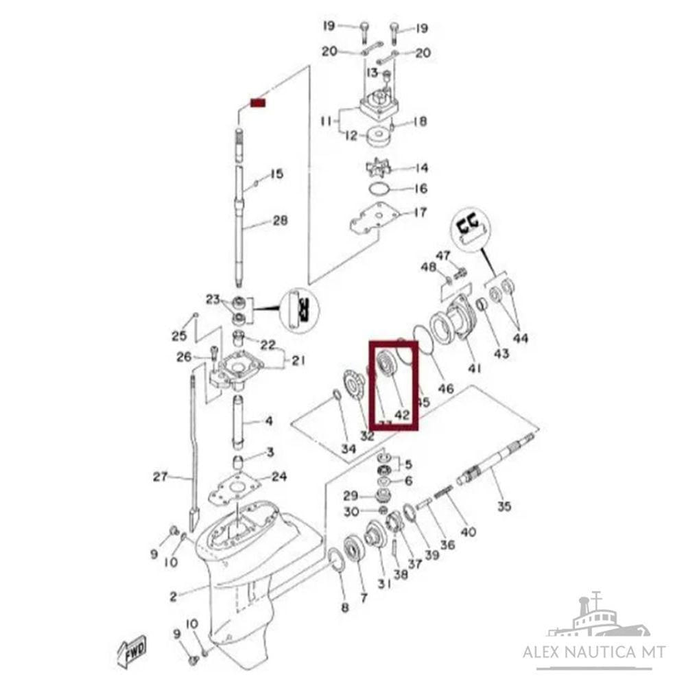 1 Unid Rolamento Yamaha 9.9 Hp Engrenagem E Hélice 2 Cilindros