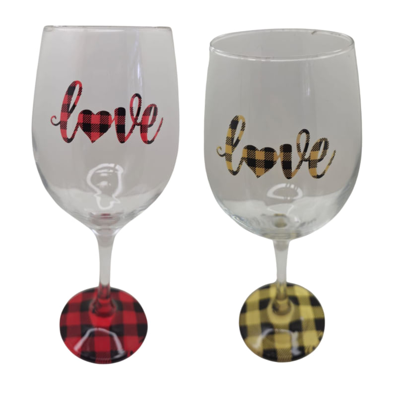 Kit 2 Taças Frase Love Namorados Personalizada Vinho 490ml