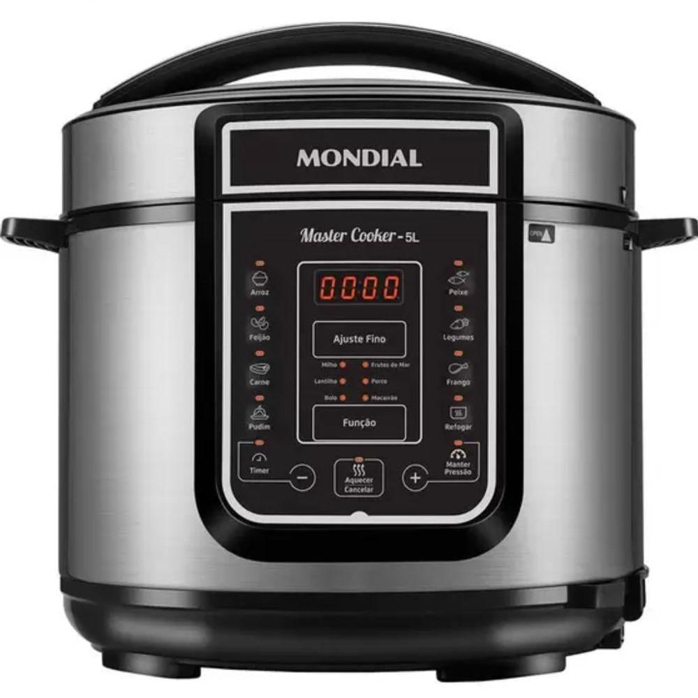 Panela Pressao Mondial 5l Pe38 Digital 4155-01 Inox-preto 110 Volts